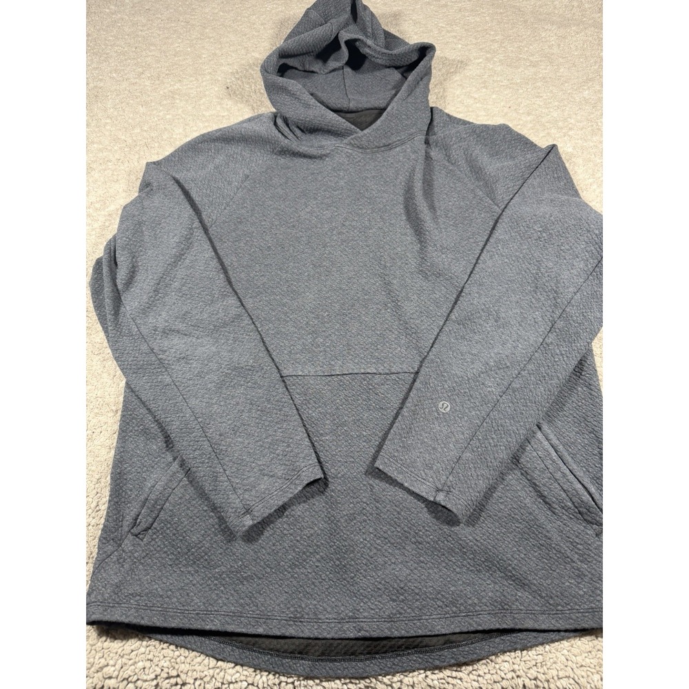 Lululemon At Ease Textured Knit Pullover Hoodie LM3EOZS Charcoal Gym Size Large